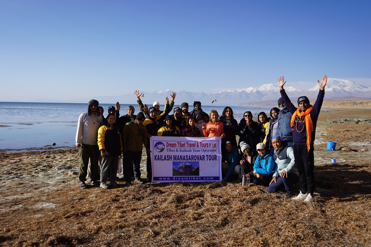 Group Photo Infront of Lake Mansarovar Area Visit