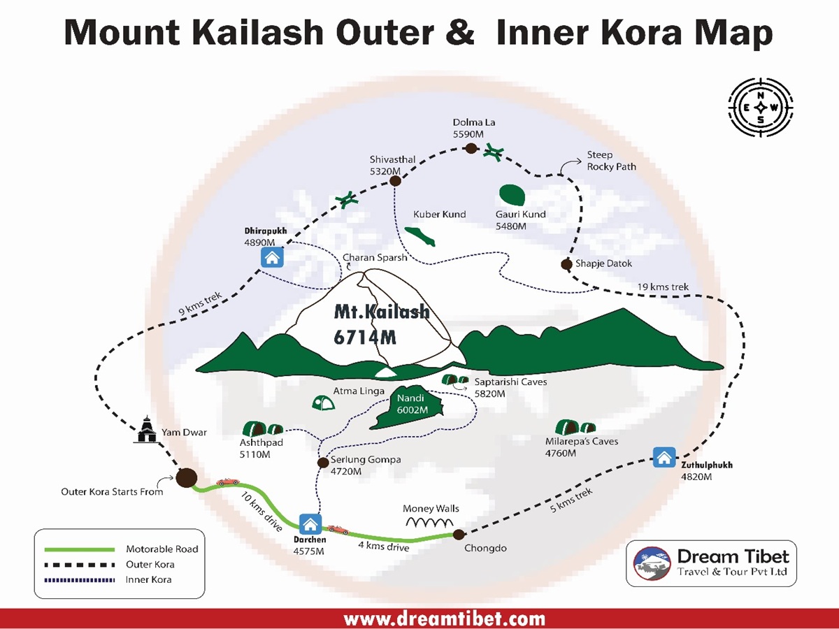 Mount Kailash Inner Kora Route Map