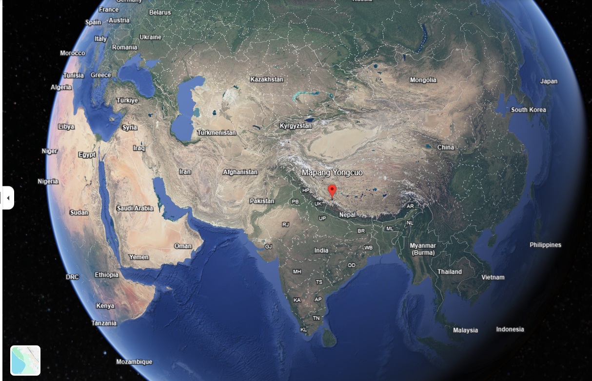 Location of Lake Mansarovar in Google Earth
