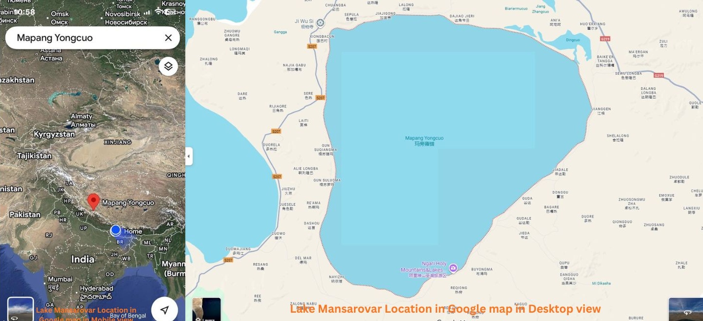 Location of Lake Mansarovar as per Google maps